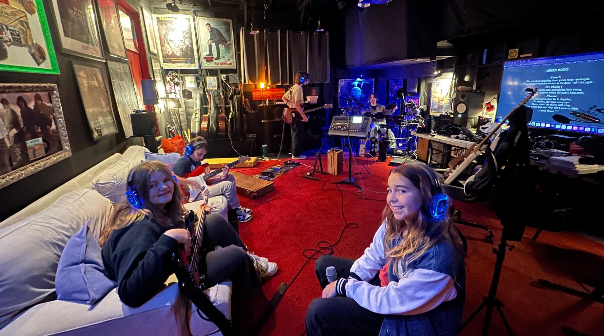 Young musicians rehearsing together at Sound Strike Studio