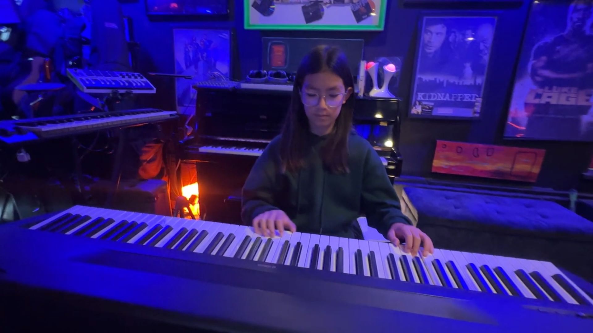 A student playing piano